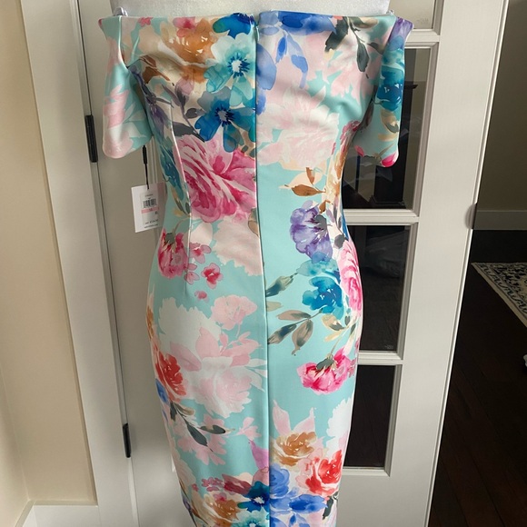 Calvin Klein Pink and Orange Off-Shoulder Sheath Dress - Picture 6 of 13